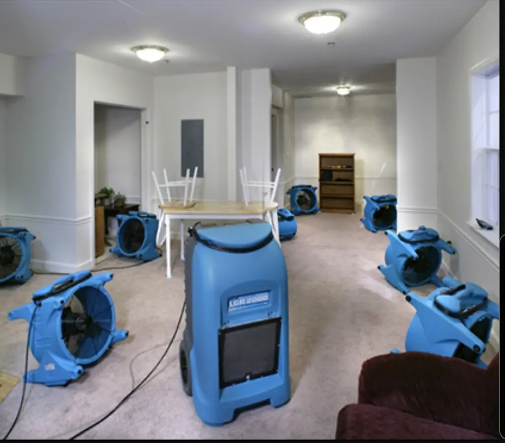 Air movers and dehumidifier setup for Water Extraction & Removal in Holly Springs